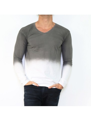 T-shirt manche longue col V...