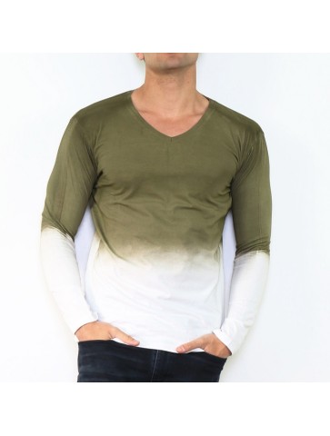 T-shirt manche longue col V...