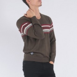 Pull col V ETOILE Vert kaki