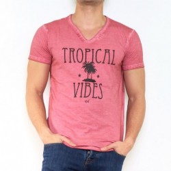 T-shirt manche courte col V...