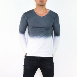 T-shirt manche longue col V...