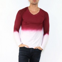 T-shirt manche longue col V...