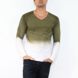 T-shirt manche longue col V...