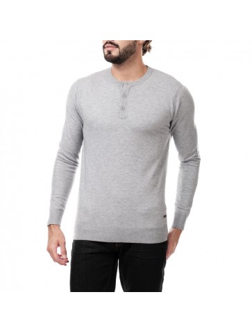 Pull col boutonné KURO gris